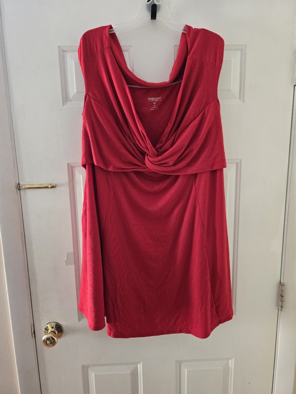 Torrid Off-Shoulder Twist Front Ribbed Red Dress Sz , R - Picture 5 of 8